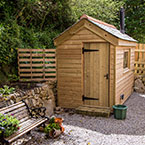 Garden shed with slate roof