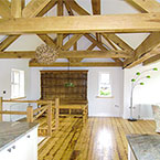 Oak beamed ceiling with reclaimed oak flooring